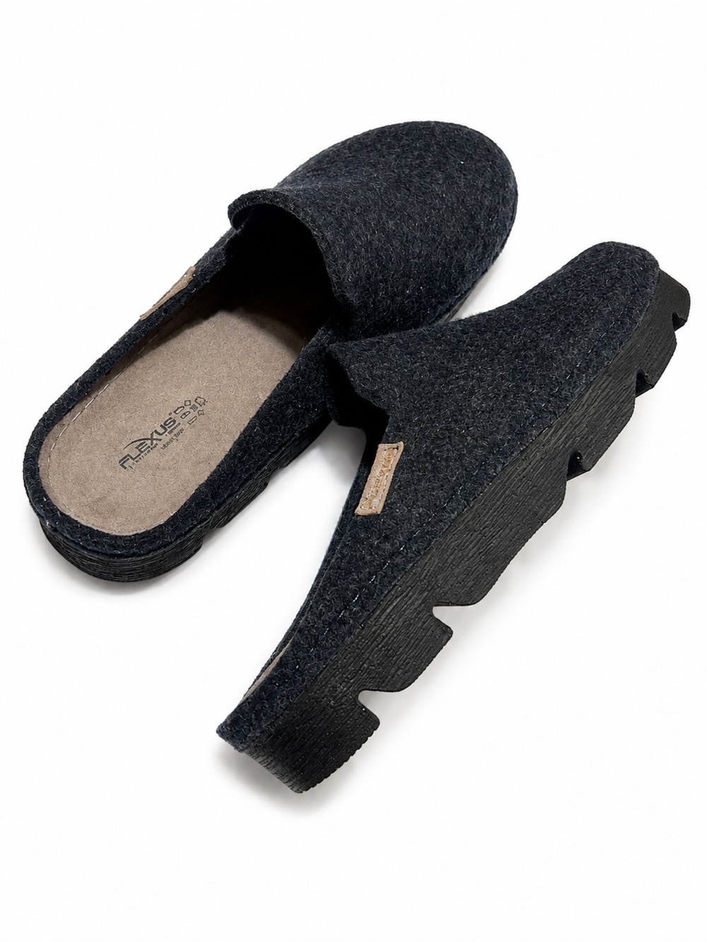Flexus Women’s Charcoal Felt Mule Clogs Slides Size 9 cozy charcoal felt upper,